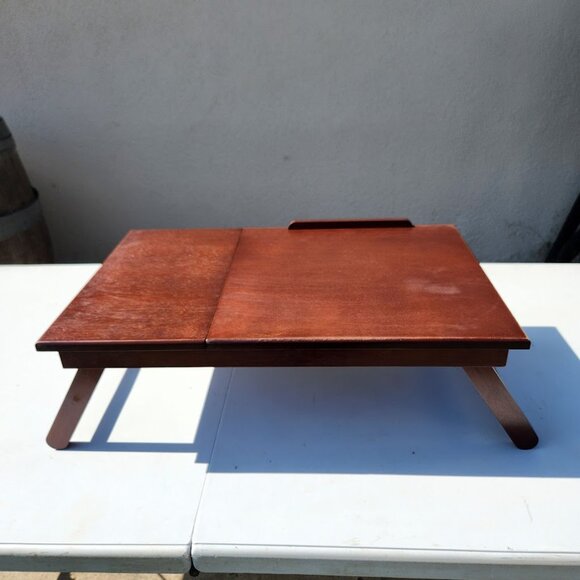 NEW Walnut Winsome Alden Bed Laptop Tray Lap Desk Reading Workstation W/ Drawer - Picture 7 of 16